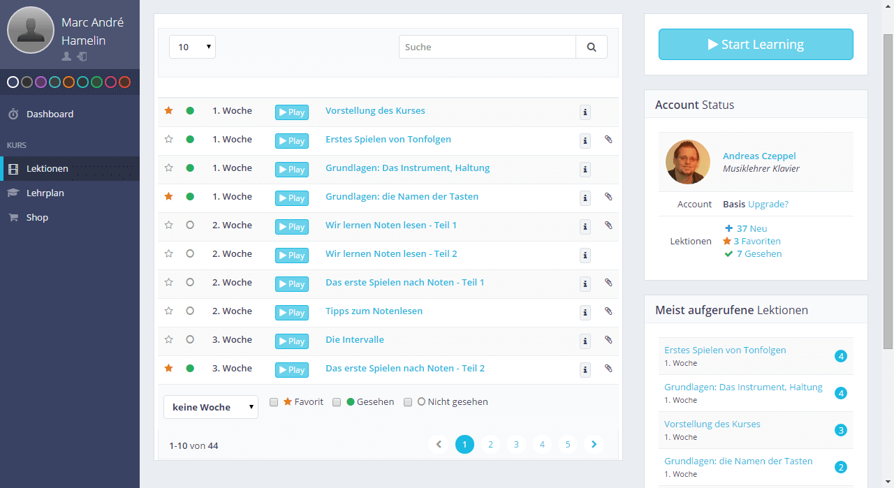 Klavierschule Onlinekurs mit Musiklehrer Andreas Czeppel - becomePro