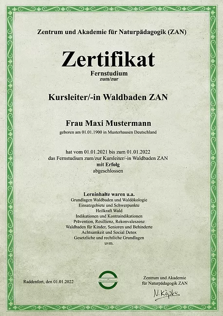 Fernstudium "Kursleiter/-in Waldbaden ZAN" - Zentrum und Akademie für Naturpädagogik 1