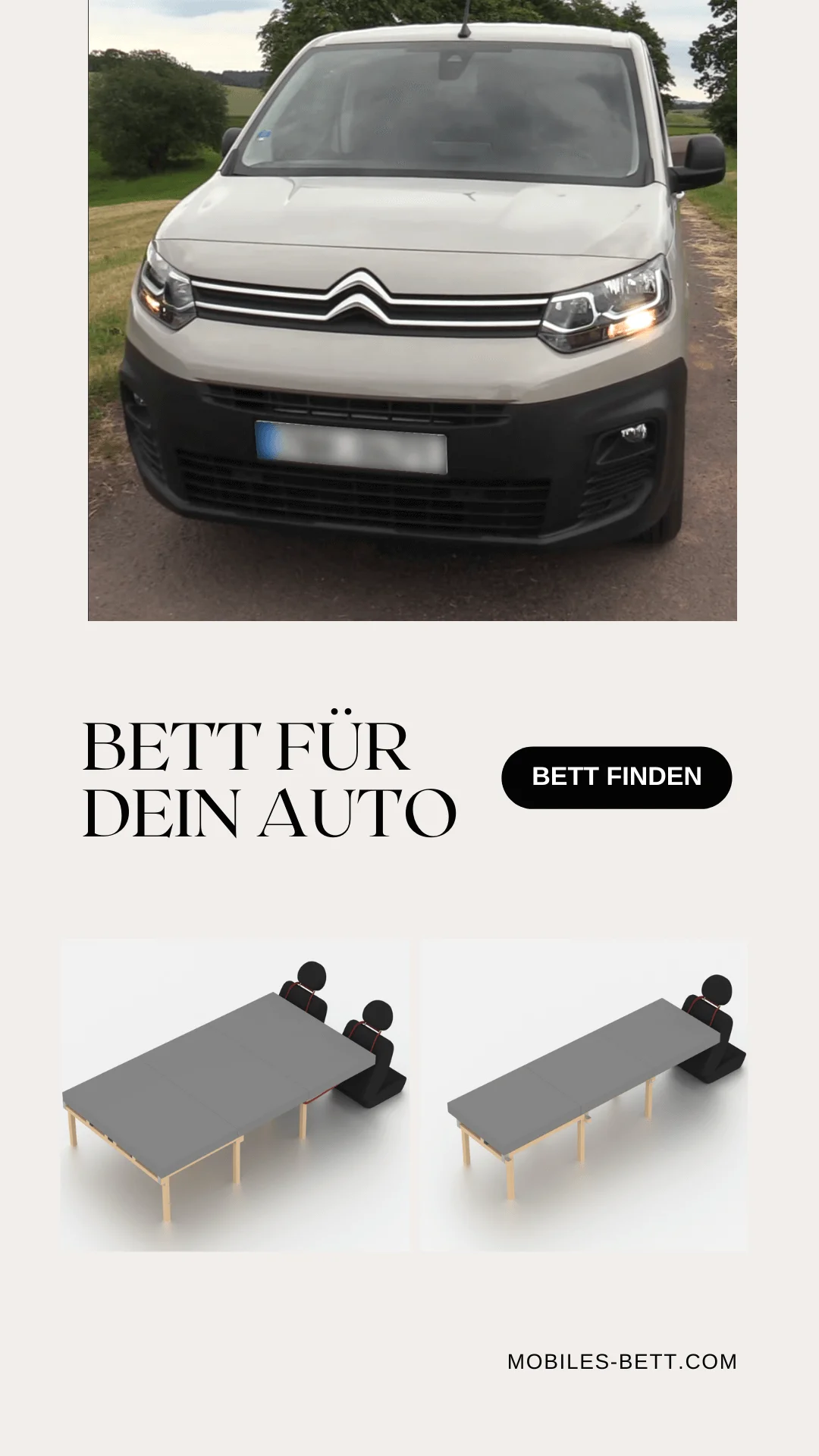 Bett für Citroen Berlingo II selbst bauen - Anleitung für Einzel-, Doppel- und Kombi-Bett - becomePro