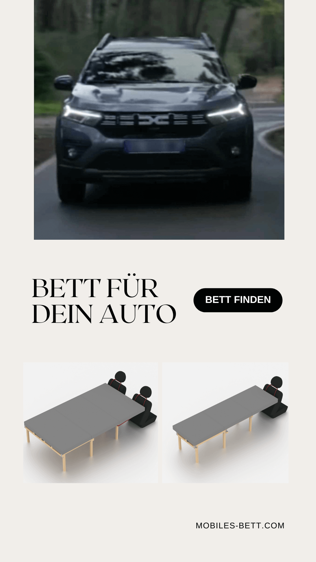 Bett für Dacia Jogger selbst bauen - Anleitung für Einzel-, Doppel- und Kombi-Bett - becomePro