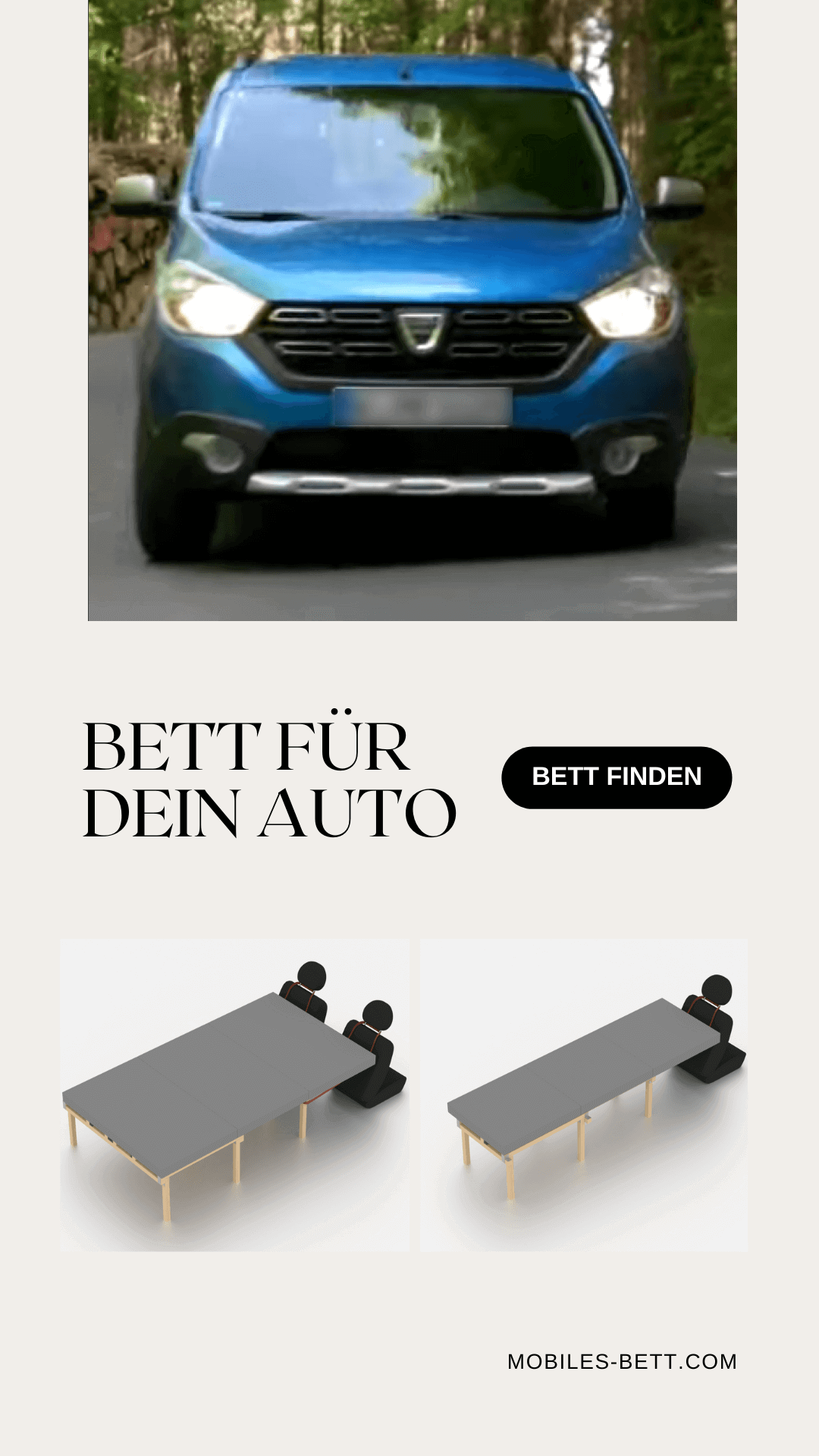 Bett für Dacia Lodgy selbst bauen - Anleitung für Einzel-, Doppel- und Kombi-Bett - becomePro