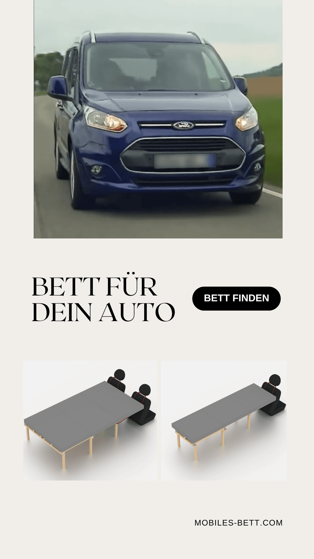 Bett für Ford Tourneo Connect selbst bauen - Anleitung für Einzel-, Doppel- und Kombi-Bett - becomePro