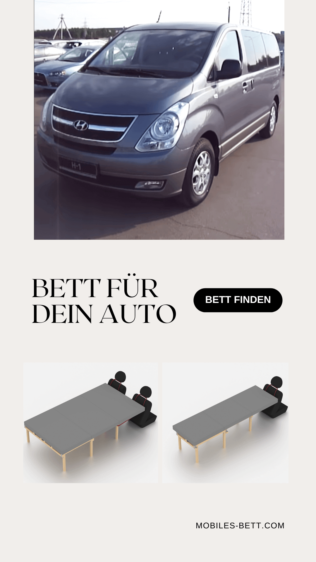 Bett für Hyundai H-1 selbst bauen - Anleitung für Einzel-, Doppel- und Kombi-Bett - becomePro