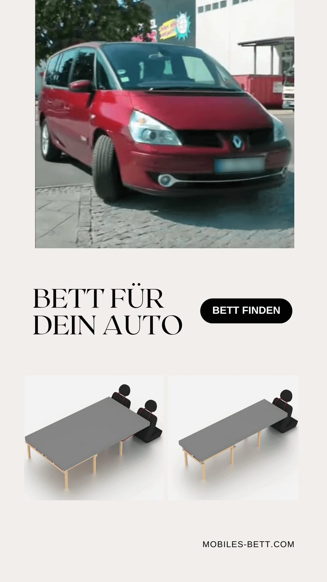 Bett für Renault Espace IV selbst bauen - Anleitung für Einzel-, Doppel- und Kombi-Bett - becomePro