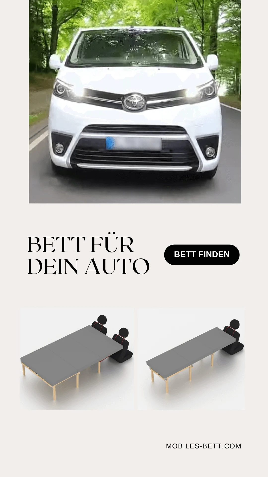 Bett für Toyota Proace Verso selbst bauen - Anleitung für Einzel-, Doppel- und Kombi-Bett - becomePro