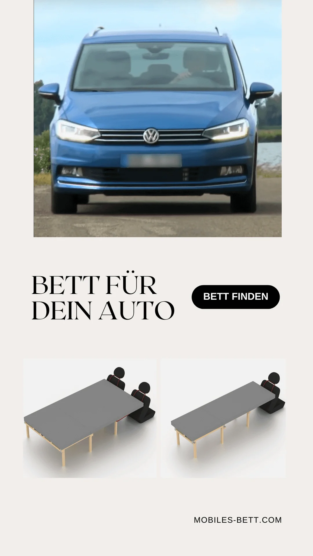 Bett für VW Touran II selbst bauen - Anleitung für Einzel- und Doppelbett - becomePro