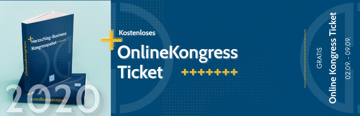 Marketingmaterial für kostenloses Online-Kongress-Ticket mit blauem Design und goldenen Akzenten, Buch-Mockup mit 2020