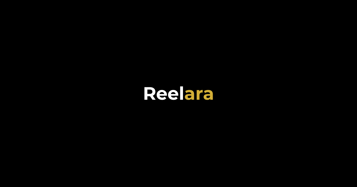 Reelara Logo mit weißer und goldener Schrift auf schwarzem Hintergrund