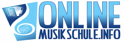 Onlinemusikschule Logo mit Keyboard und Akkordeon Symbol