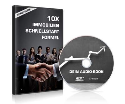 Audiobook-Mockup 10x-Immobilien-Schnellstart Formel mit DVD und Team-Motiv