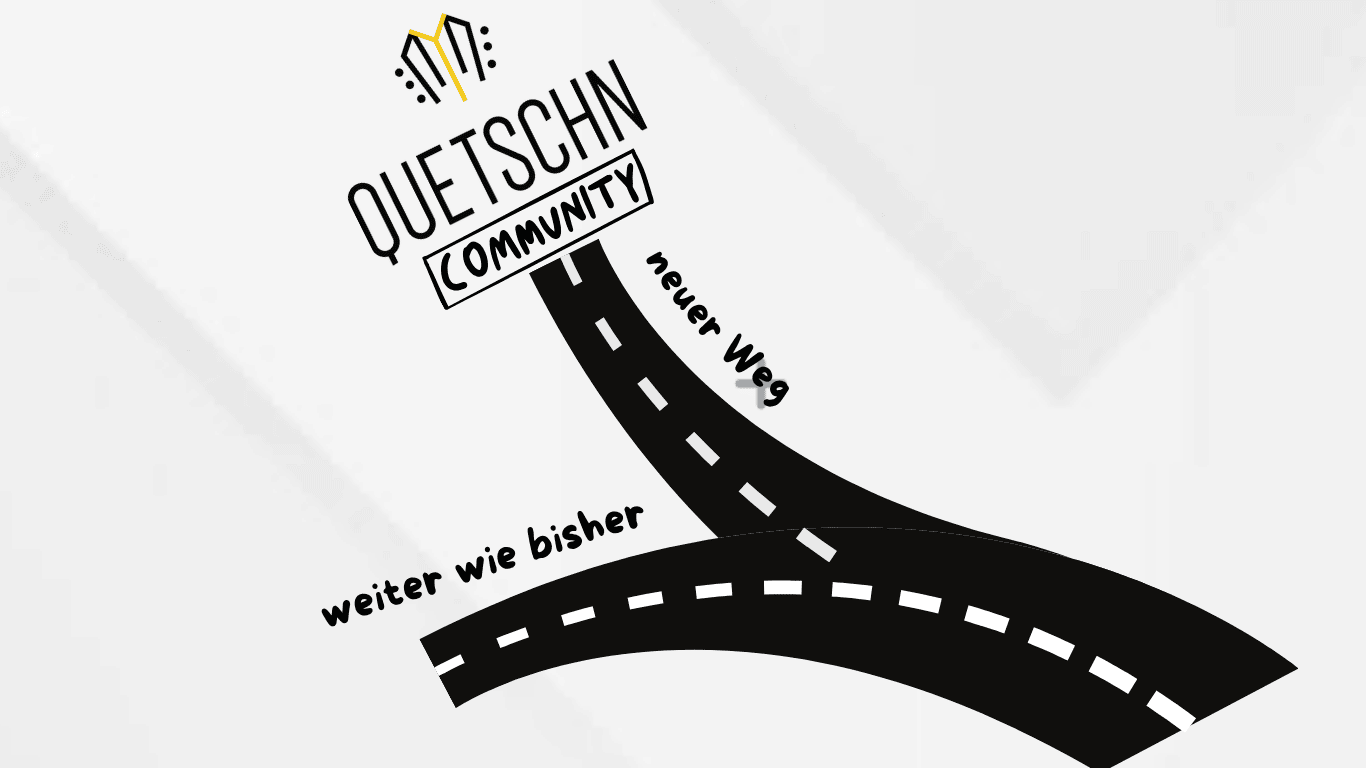 Logo der My Quetschn Community mit Akkordeon-Symbol und Text "weiter wie bisher"