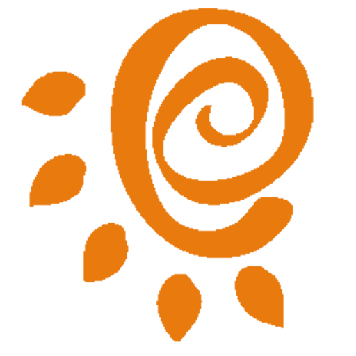 Elobana Logo – orange Spirale mit Blattmotiven