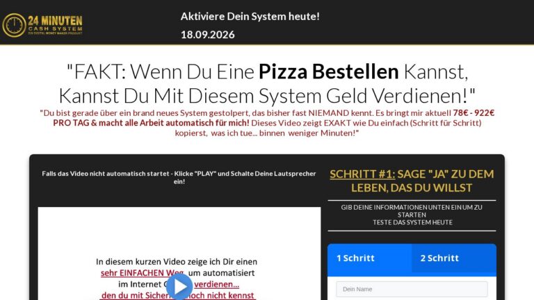 24 Minuten Cash System – Videokurs für Nebeneinkommen