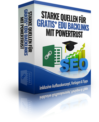 Produktbox 25+ Quellen für gratis EDU Backlinks mit Aufbaukonzept, zeigt Link-, Tabellen- und SEO-Symbole