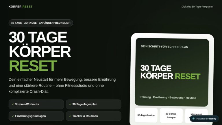 30 Tage Körper Reset – E-Book mit Home-Fitness-Plan