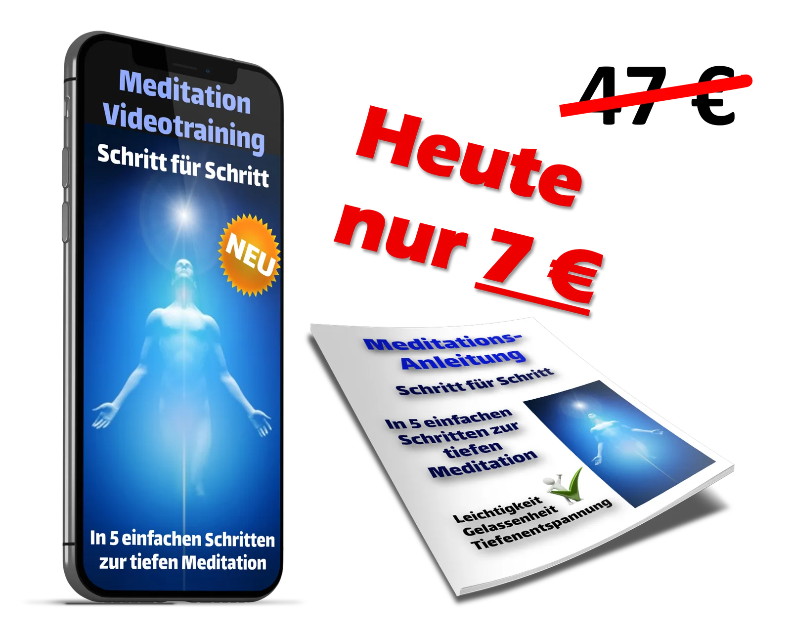 5-Schritte-Meditations-Videotraining 13 Meditation Videotraining Smartphone mit Rabatt 7 Euro und Meditationsanleitung Buch