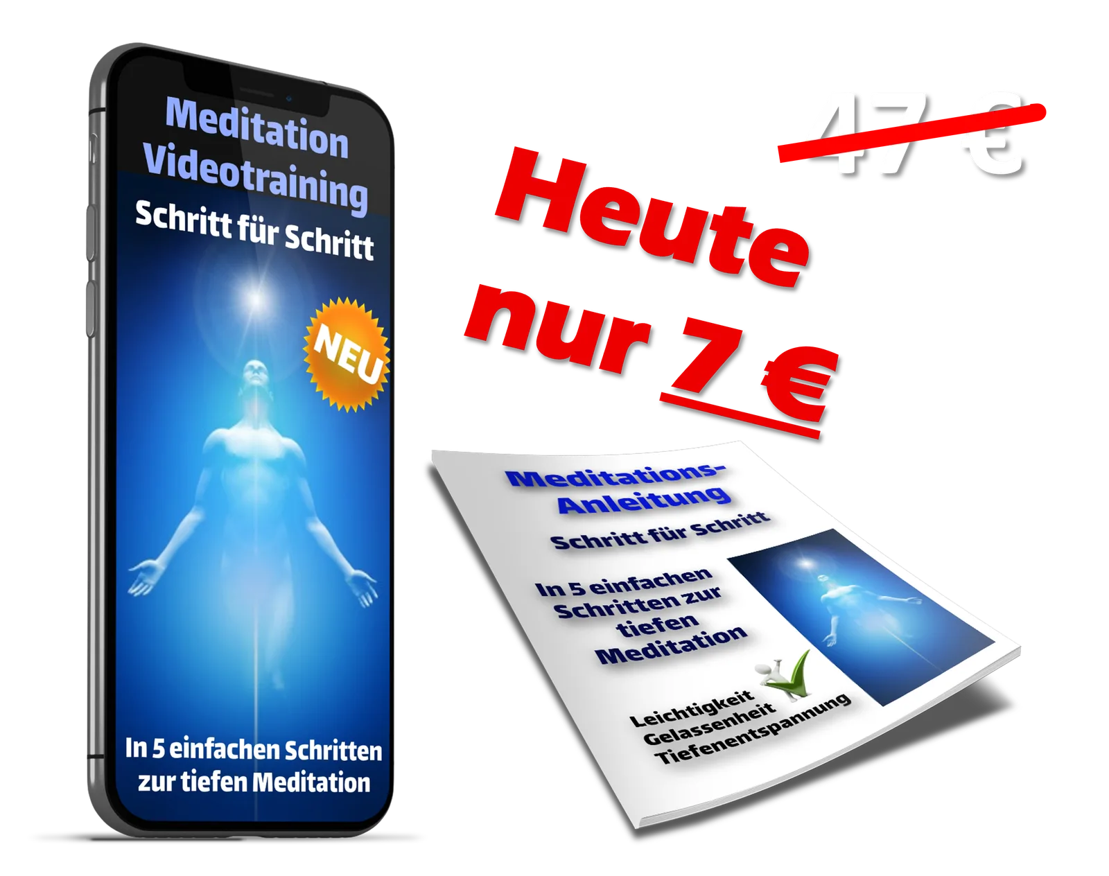 5-Schritte-Meditations-Videotraining 15 Meditation Videotraining Smartphone mit Rabatt-Angebot 7 Euro und Meditationsanleitung Buch
