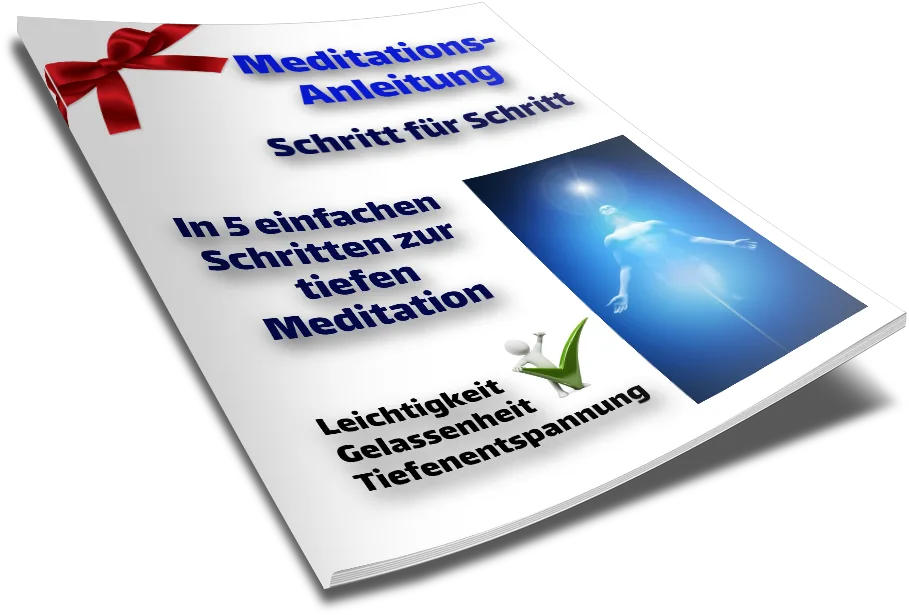5-Schritte-Meditations-Videotraining 1 Meditations-Anleitung Erfolg Intuitiv mit roter Schleife, Buch und blauem Meditationsmotiv