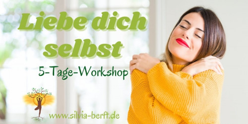 Workshop-Banner Liebe dich selbst 5-Tage mit Frau und Logo