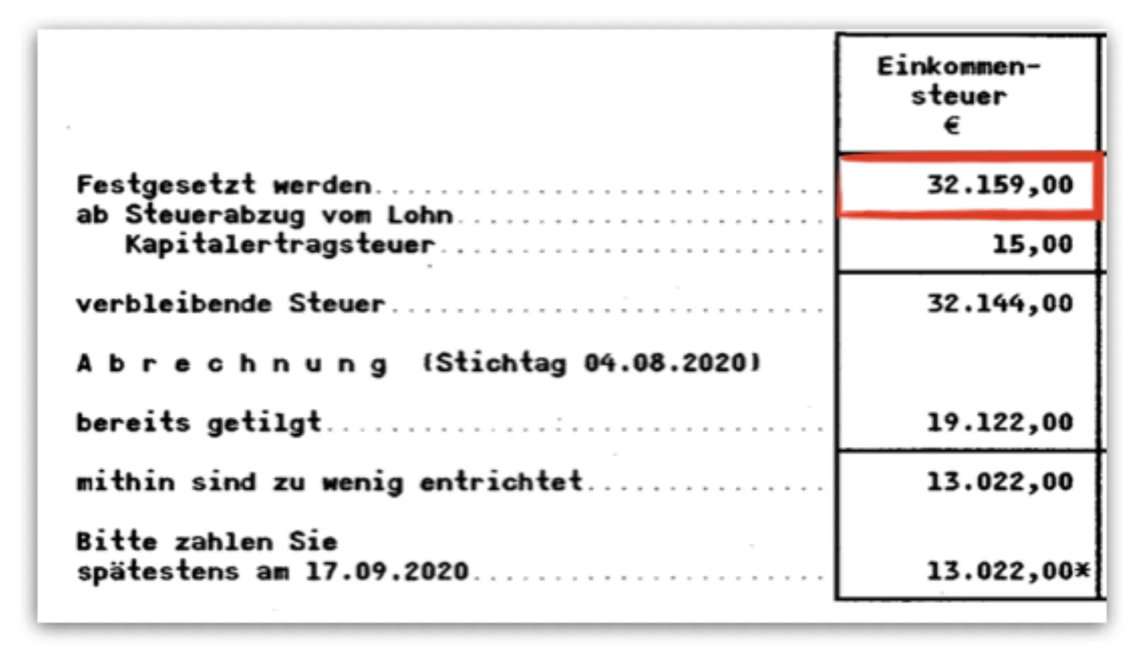50k-Cashback-Formel – Videokurs zur Steuerrückholung 3 Screenshot einer Steuererklärung mit Einkommensteuerbetrag 32.159,00 Euro in roter Box