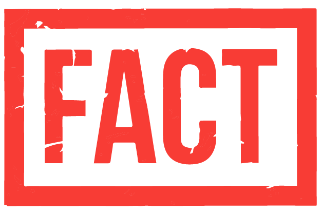 50x Multiple-Einkommensströme-Coaching von Alex Düsseldorf Fischer 4 Rotes Schild mit weißer Schrift FACT auf weißem Hintergrund