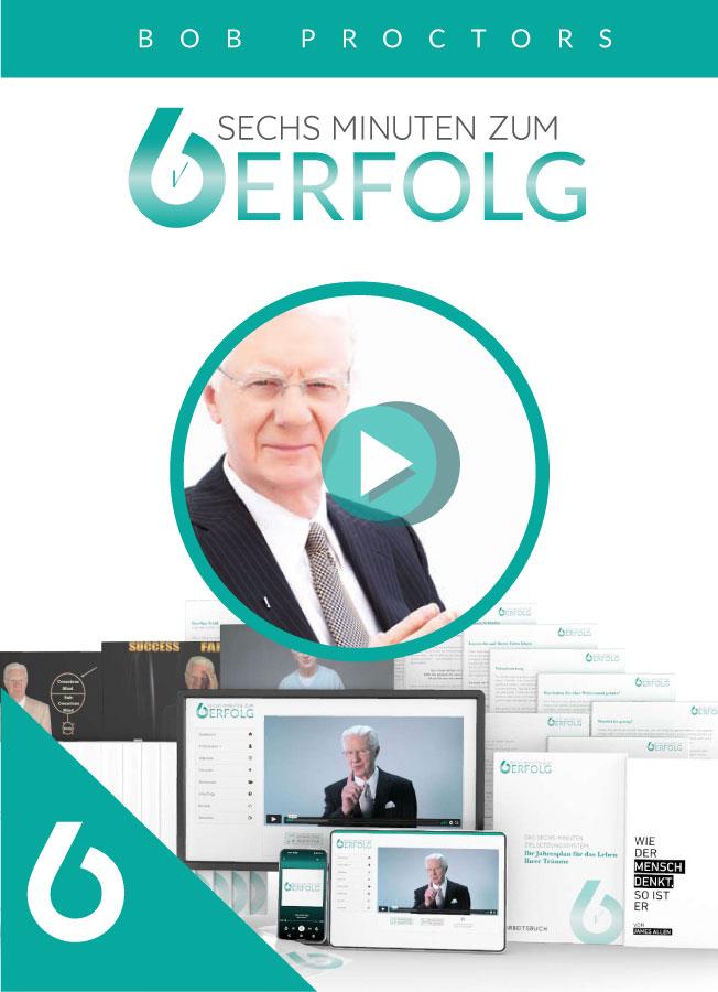 6 Minuten zum Erfolg – Mindset-Videokurs als Mitgliedschaft 2 Cover des Videokurses 6 Minuten zum Erfolg von Bob Proctors mit Produktmockup auf verschiedenen Geräten