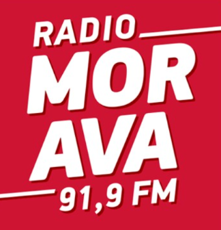 Radio Morava 91,9 FM Logo auf rotem Hintergrund