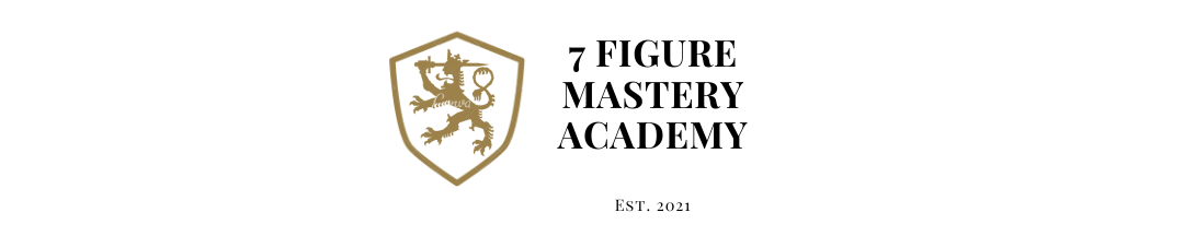 7 Figure Mastery Academy Logo mit Wappenschild und Gründungsjahr 2021