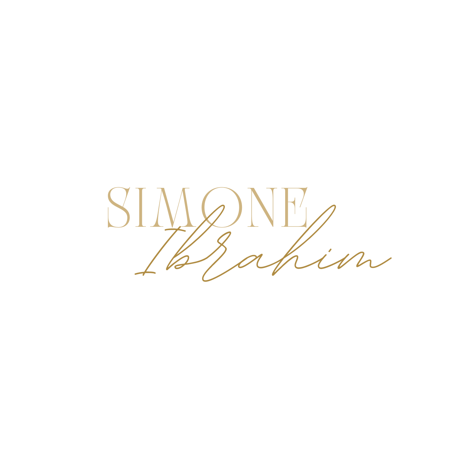 Logo und Schriftzug von Simone Ibrahim in elegantem Gold auf weißem Hintergrund