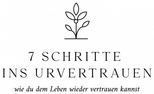 Kurs-Cover mit Pflanzensymbol und Text: 7 Schritte ins Urvertrauen – wie du dem Leben wieder vertrauen kannst