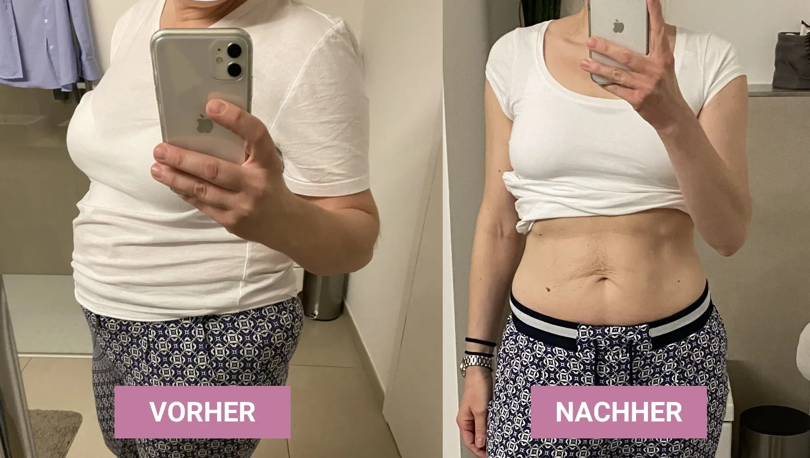 Simone Vorher-Nachher-Vergleich, Gewichtsverlust 25 kg Keto Erfolg