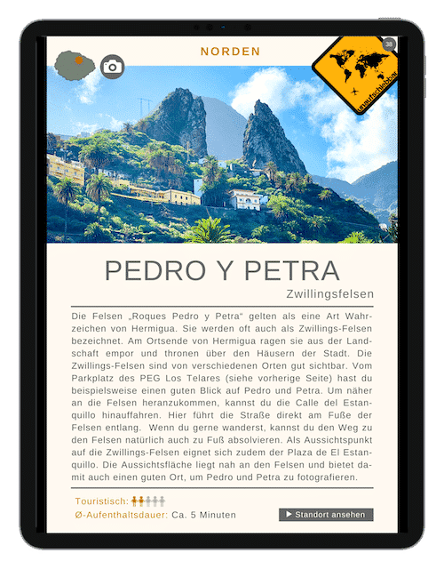 E-Book-Seite Pedro y Petra Zwillingsfelsen mit Landschaftsfoto