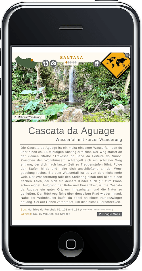 iPhone-Screenshot E-Book Cascata da Aguage Wasserfall mit Wanderung Geheimtipp