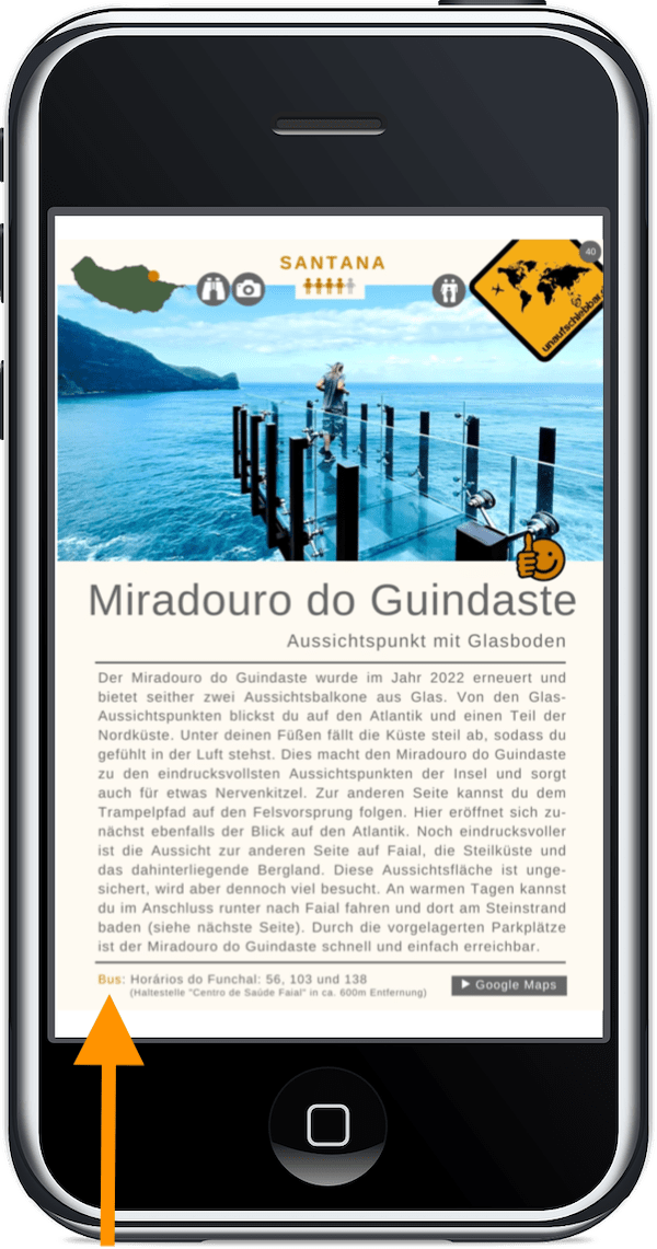 iPhone-Screenshot E-Book Miradouro do Guindaste Aussichtspunkt mit Glasboden
