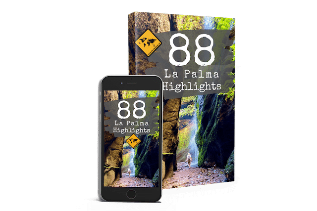E-Book und Smartphone mockup für 99 La Palma Highlights mit Schluchtansicht