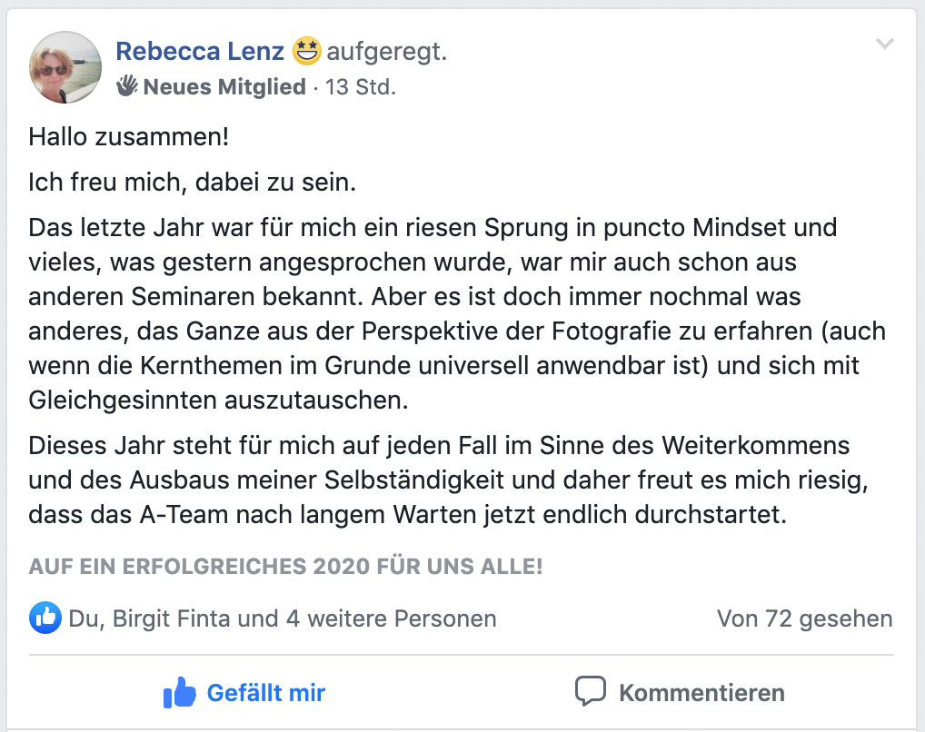 A-Team – Coaching für Selbstständige von Christian Anderl 11 Testimonial von Rebecca Lenz über Mindset-Entwicklung und A-Team Erfahrung