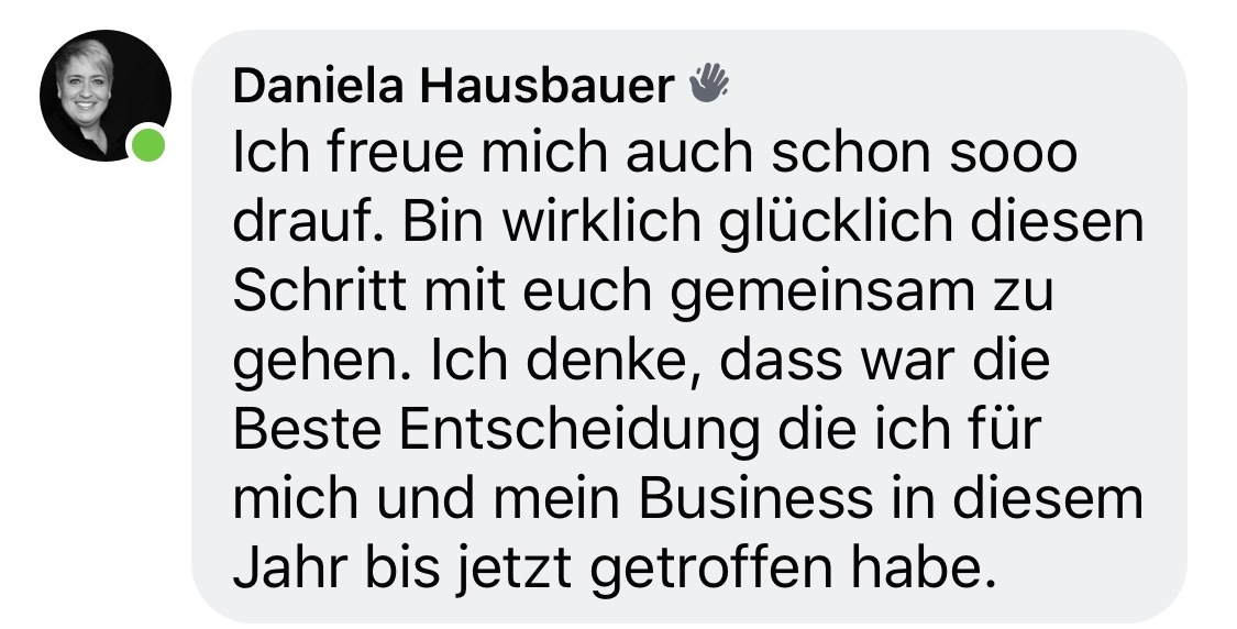 A-Team – Coaching für Selbstständige von Christian Anderl 5 Testimonial von Daniela Hausbauer über erfolgreiche Zusammenarbeit im A-Team
