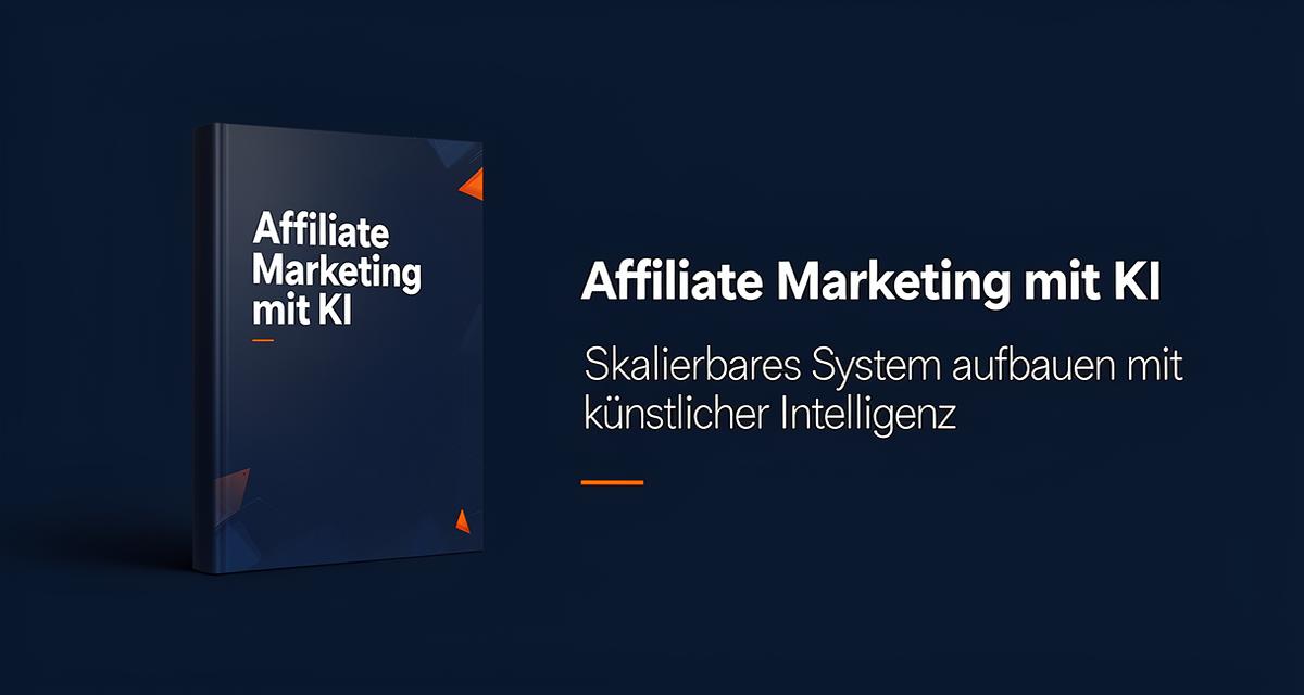 Hero-Banner mit E-Book-Cover und Headline zu Affiliate Marketing mit KI auf dunklem Hintergrund