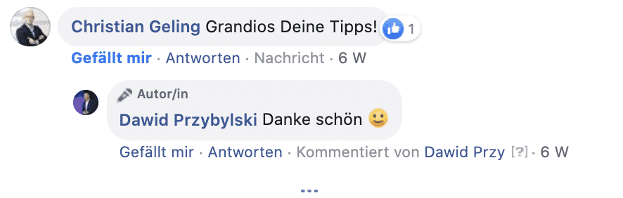 Instagram-Konversation zwischen Christian Geling und Dawid Przybylski