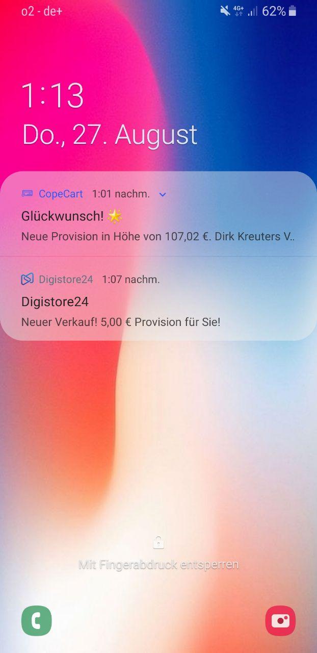 Mobile Benachrichtigungen von CopeCart und Digistore24 mit Provision-Updates