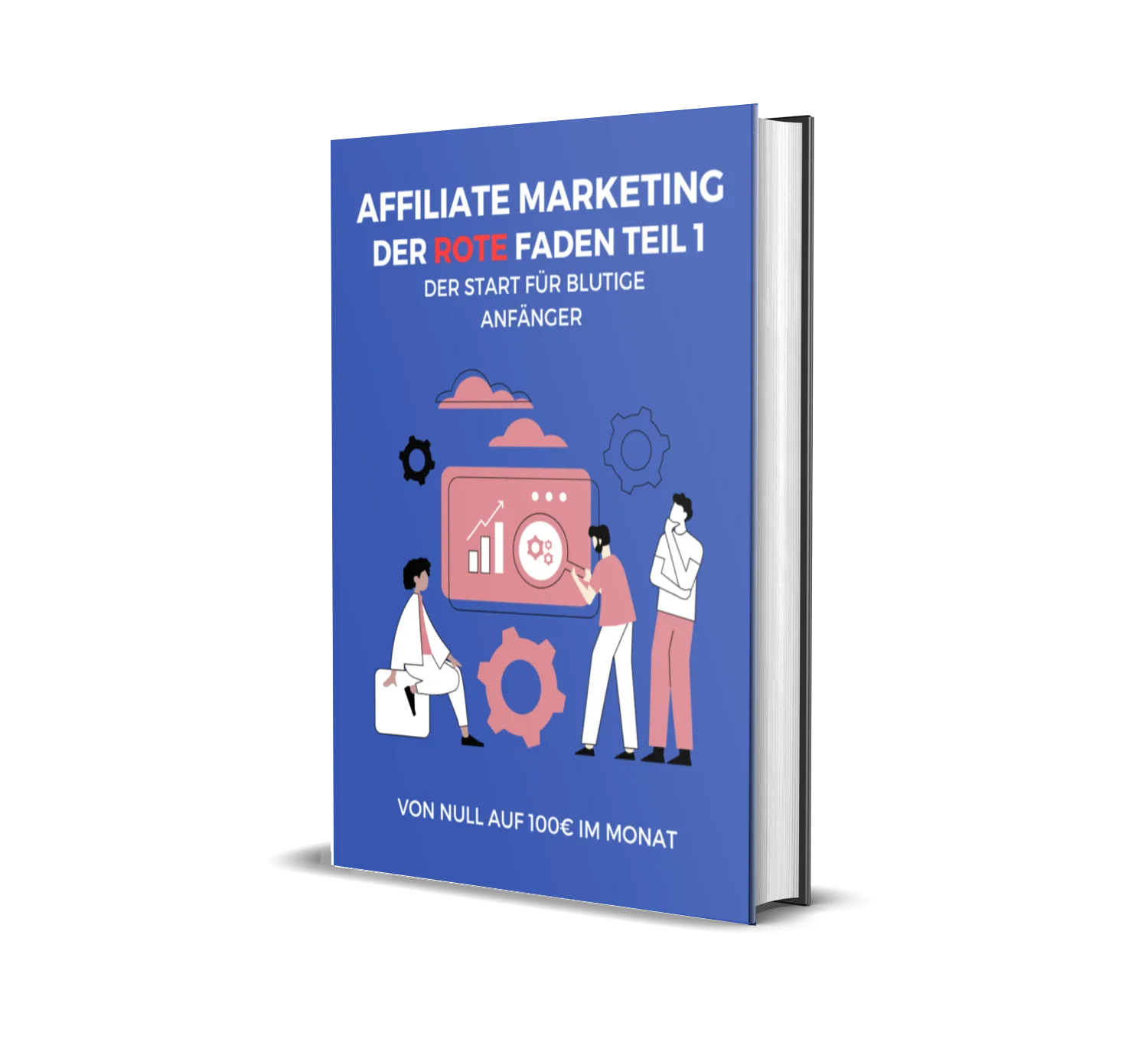 E-Book Cover Teil 1 blau mit Illustrationen von Personen und Analytics-Symbolen
