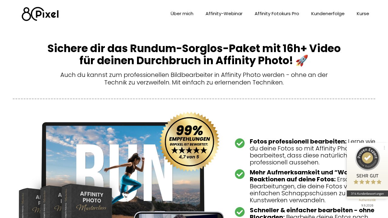 Affinity Photo Masterclass – Deluxe – Ansicht der Verkaufsseite