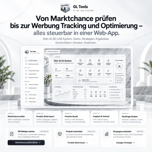 AI AD LAB System Vorschau mit zehn Modulen in kompakter Darstellung für Übersicht