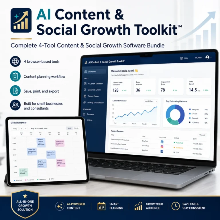 AI Content & Social Growth Toolkit – Software zur Beitragsplanung