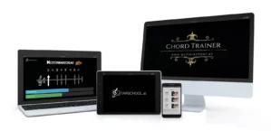 Liedbegleitung Akkorde Kurs auf verschiedenen Geräten – Laptop, Tablet, Smartphone mit Chord Trainer Interface
