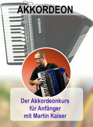 Akkordeon-Kursbanner mit Martin Kaiser und Hohner Akkordeon, Produkttitel und Untertitel