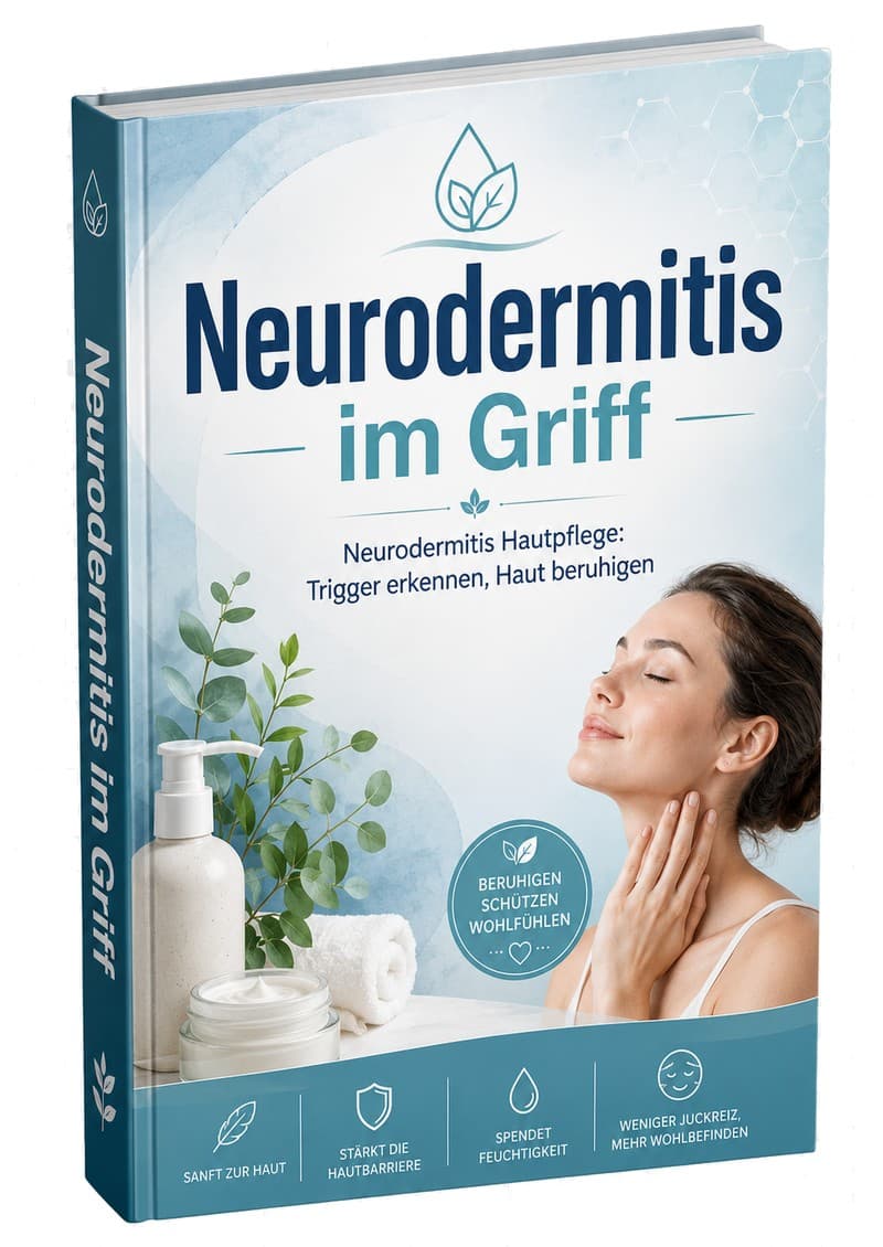 Akne besiegen – Ratgeber gegen Pickel 1 Cover des eBooks Neurodermitis im Griff mit Frau und Hautpflege-Produkten