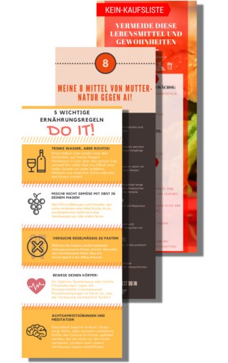 Akne Inversa – E-Book zur Ernährungsumstellung 6 Infografik-Paket mit Kaufliste, Ernährungsregeln und 8 Empfehlungen in Orange und Creme-Tönen