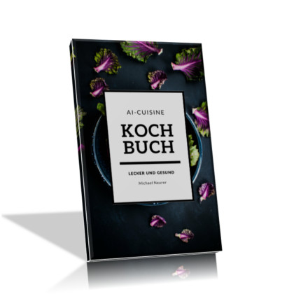 Akne Inversa – E-Book zur Ernährungsumstellung 8 Kochbuch-Cover 'AI-Cuisine Kochbuch' mit Blumenmuster auf schwarzem Hintergrund