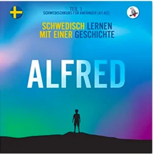 Alfred Schwedischkurs für Anfänger Cover mit Farbverlauf und Silhouette
